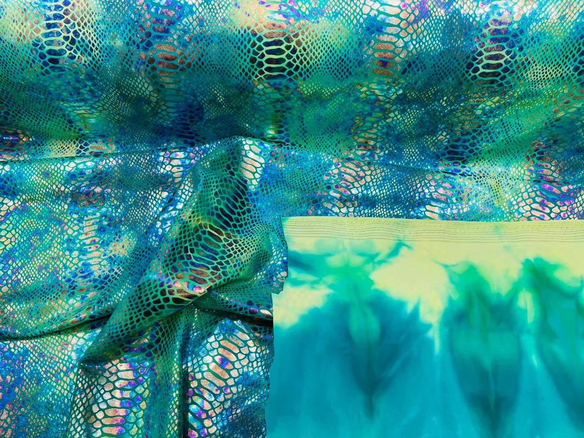 Colorful King  Snake Animal Print Fabrics - Lycra Spandex Fabric Sold By The Yard (Pick a Color)