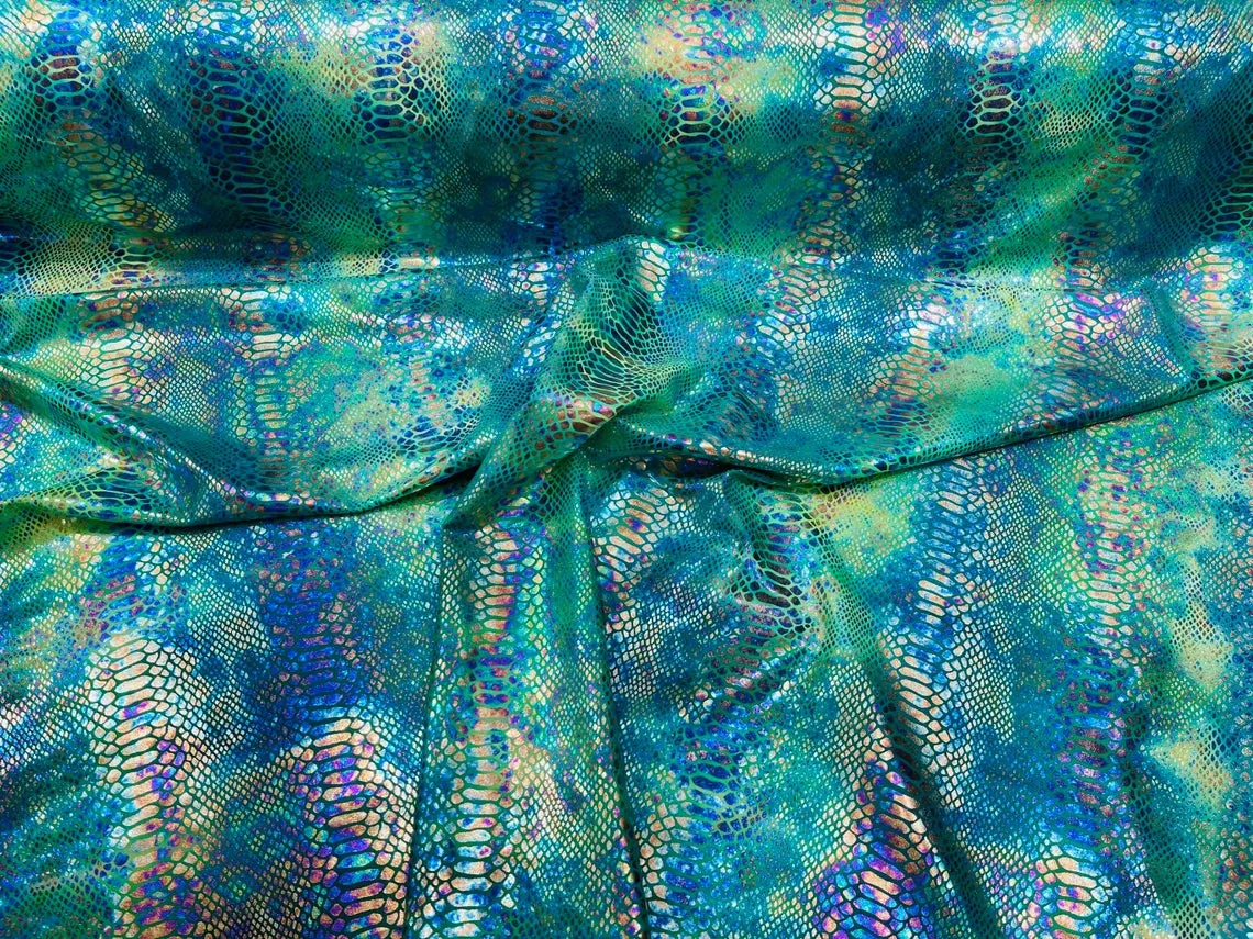 Colorful King  Snake Animal Print Fabrics - Lycra Spandex Fabric Sold By The Yard (Pick a Color)