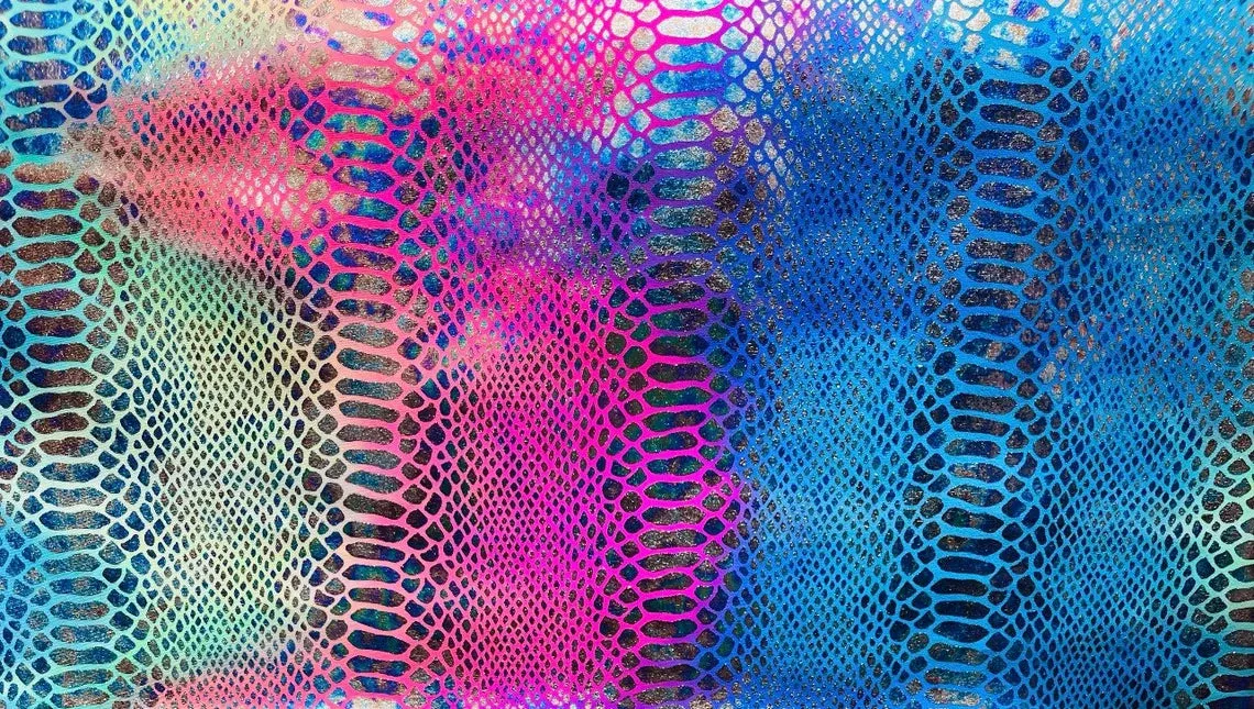 Colorful King  Snake Animal Print Fabrics - Lycra Spandex Fabric Sold By The Yard (Pick a Color)