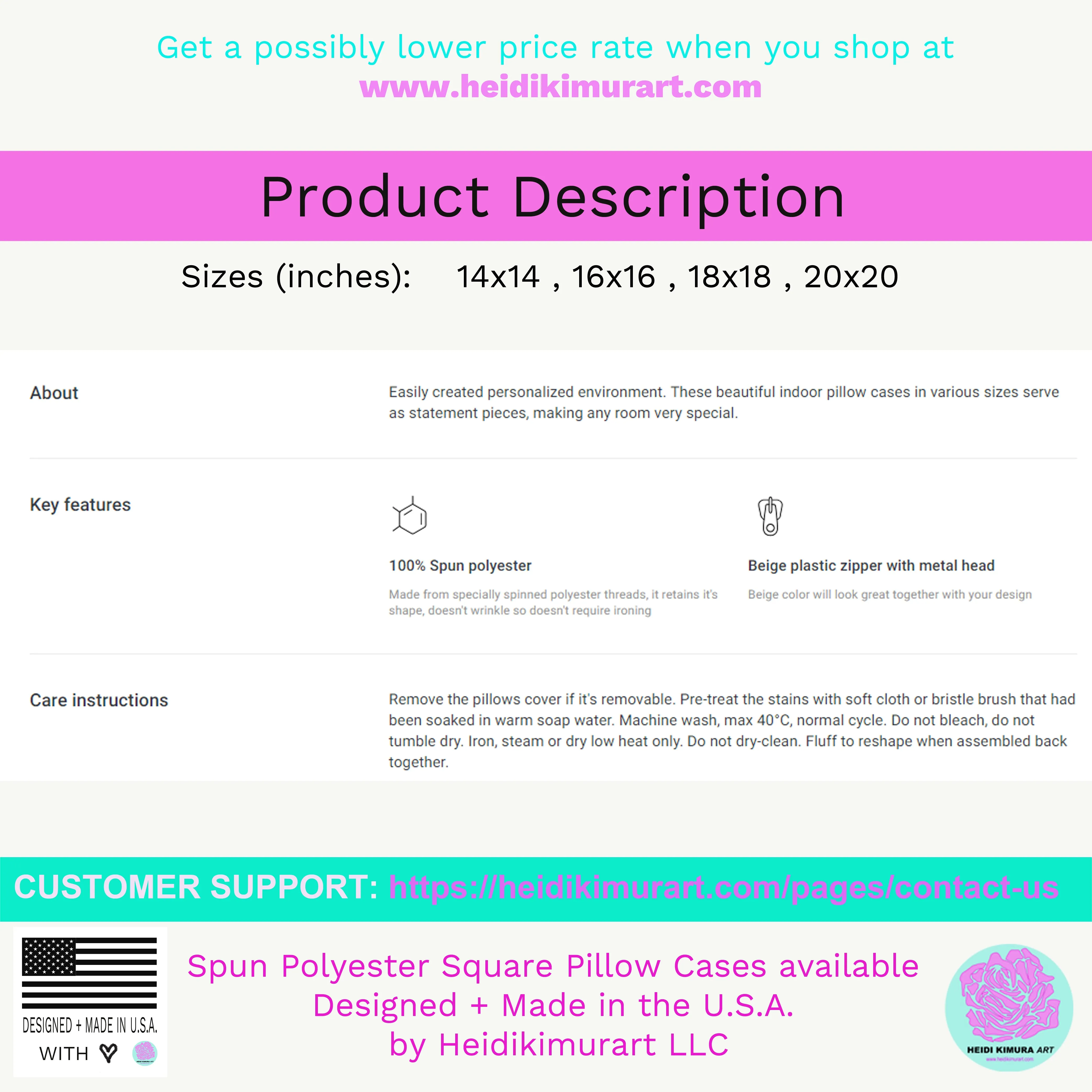 Cow Print Pillow Case, Polyester Square Pillow Case With Concealed Zipper-Printed in USA