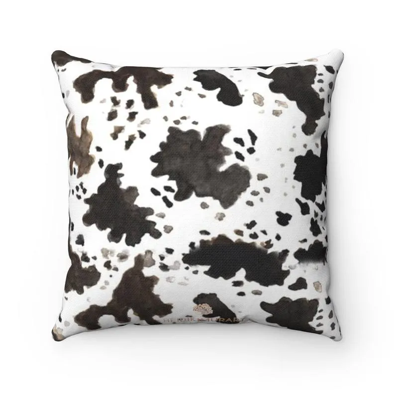 Cow Print Pillow Case, Polyester Square Pillow Case With Concealed Zipper-Printed in USA