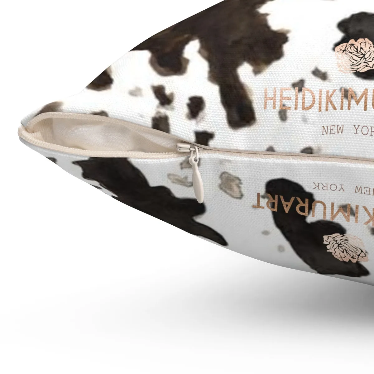 Cow Print Pillow Case, Polyester Square Pillow Case With Concealed Zipper-Printed in USA
