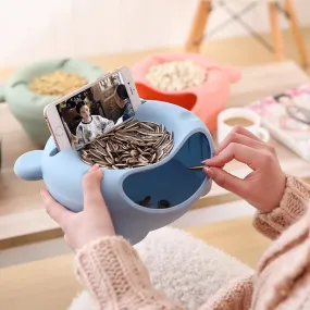 Creative lazy Snack Bowl With Phone Holder