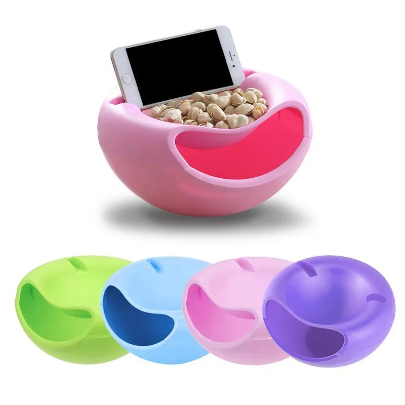 Creative lazy Snack Bowl With Phone Holder