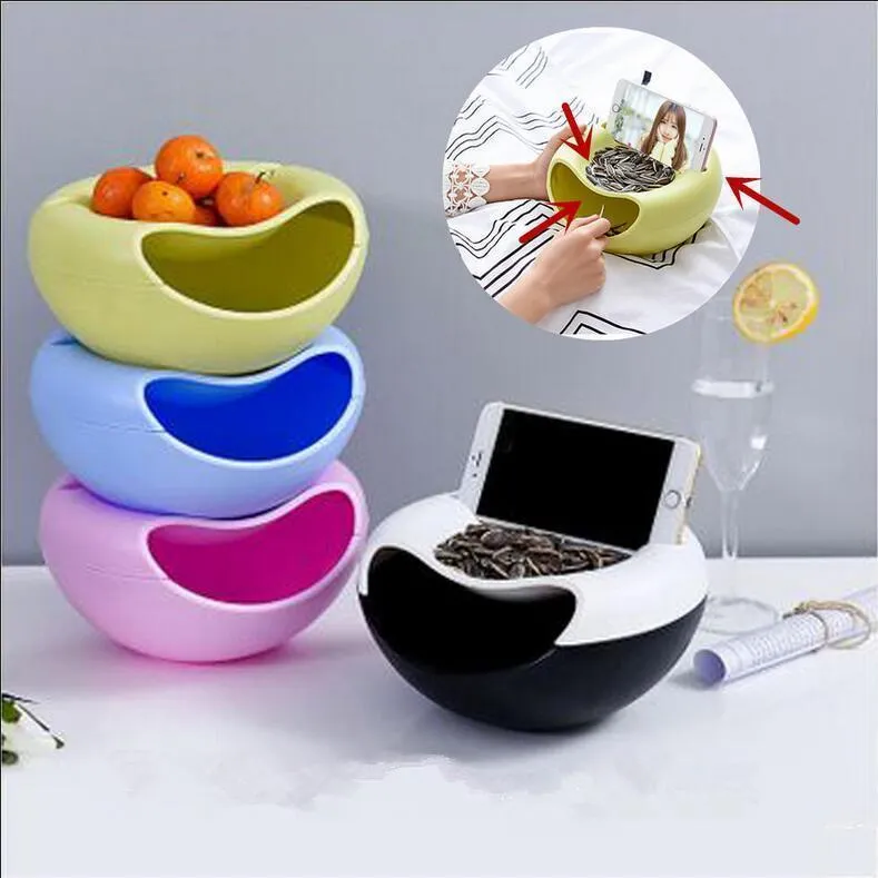 Creative lazy Snack Bowl With Phone Holder