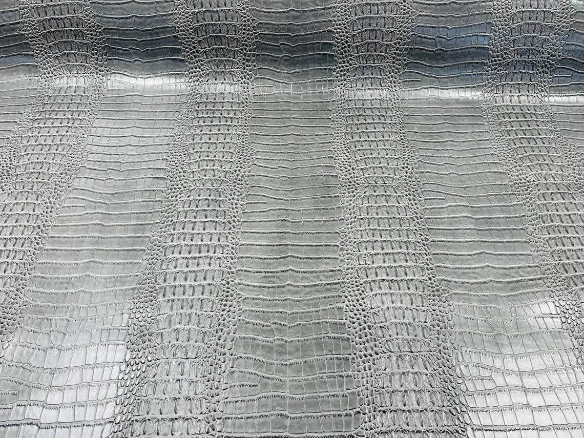 Crocodile Print Vinyl  Fabric - 54" Width Faux Leather Sold By The Yard (Pick A Color)