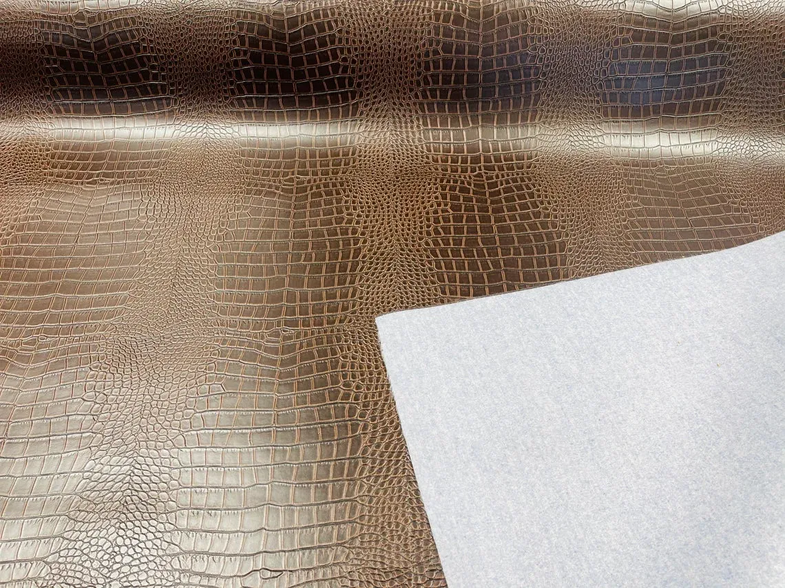 Crocodile Print Vinyl  Fabric - 54" Width Faux Leather Sold By The Yard (Pick A Color)