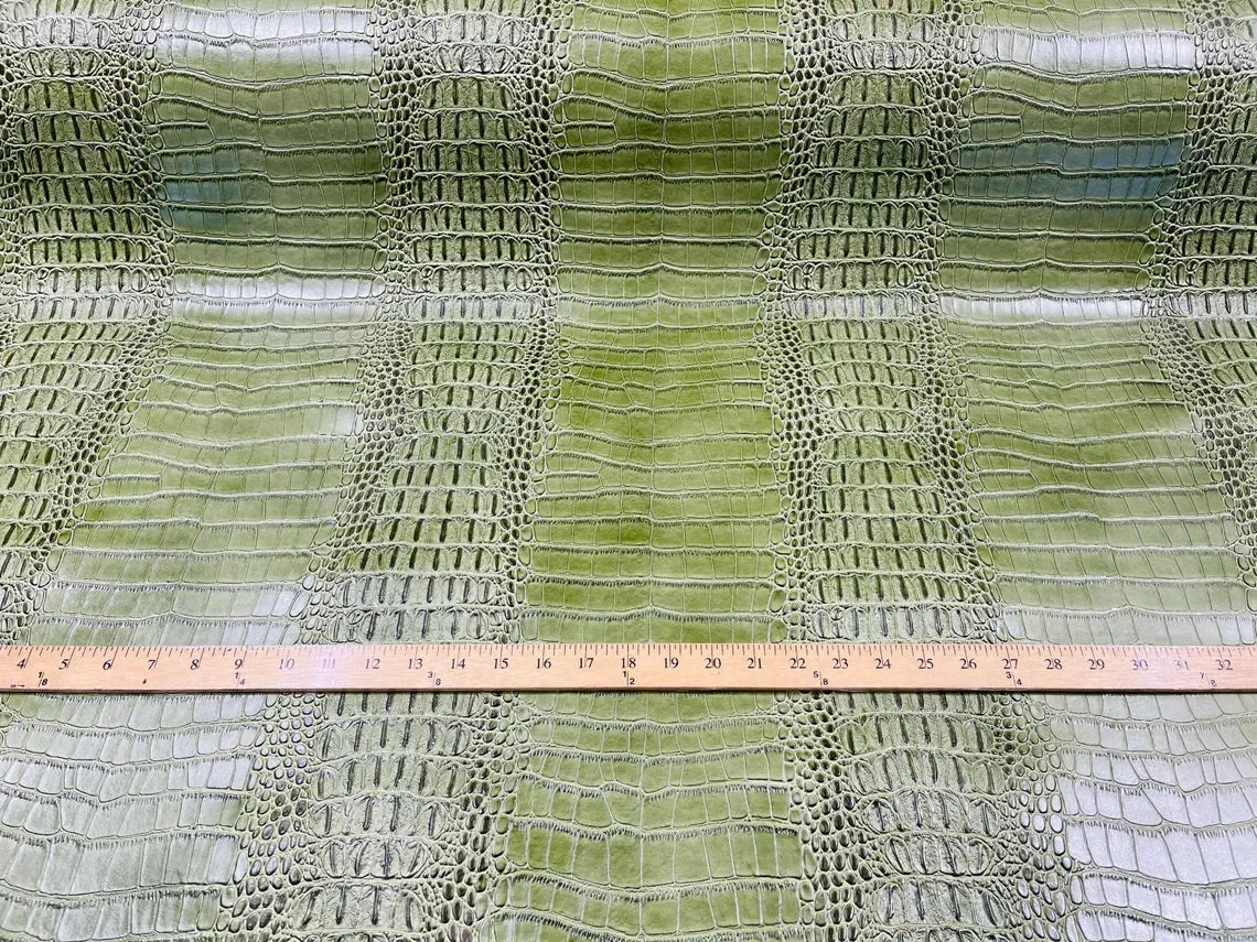 Crocodile Print Vinyl  Fabric - 54" Width Faux Leather Sold By The Yard (Pick A Color)