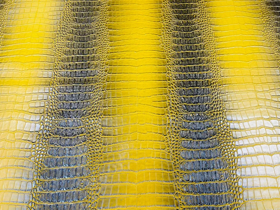 Crocodile Print Vinyl  Fabric - 54" Width Faux Leather Sold By The Yard (Pick A Color)