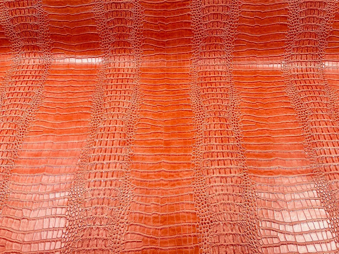 Crocodile Print Vinyl  Fabric - 54" Width Faux Leather Sold By The Yard (Pick A Color)