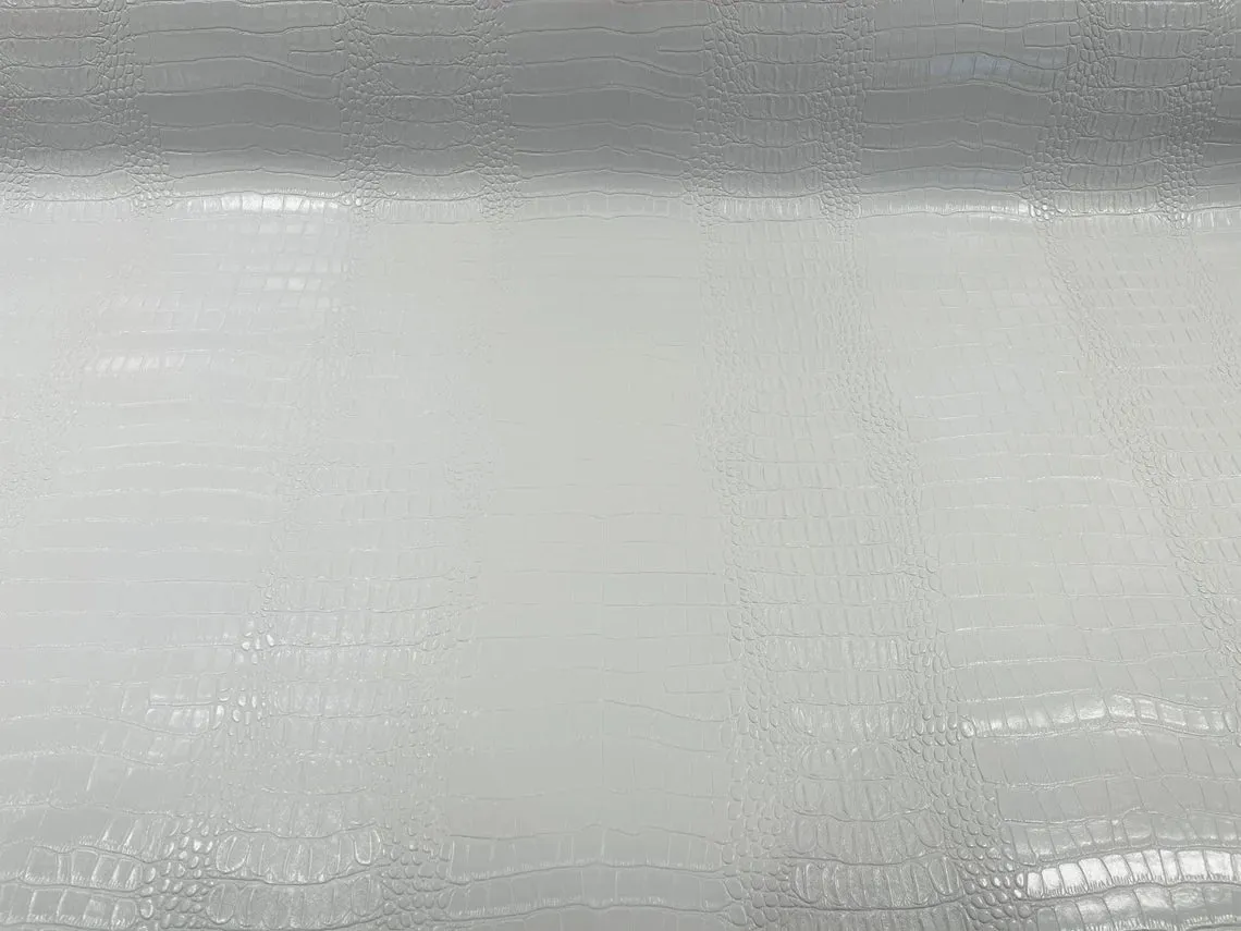 Crocodile Print Vinyl  Fabric - 54" Width Faux Leather Sold By The Yard (Pick A Color)