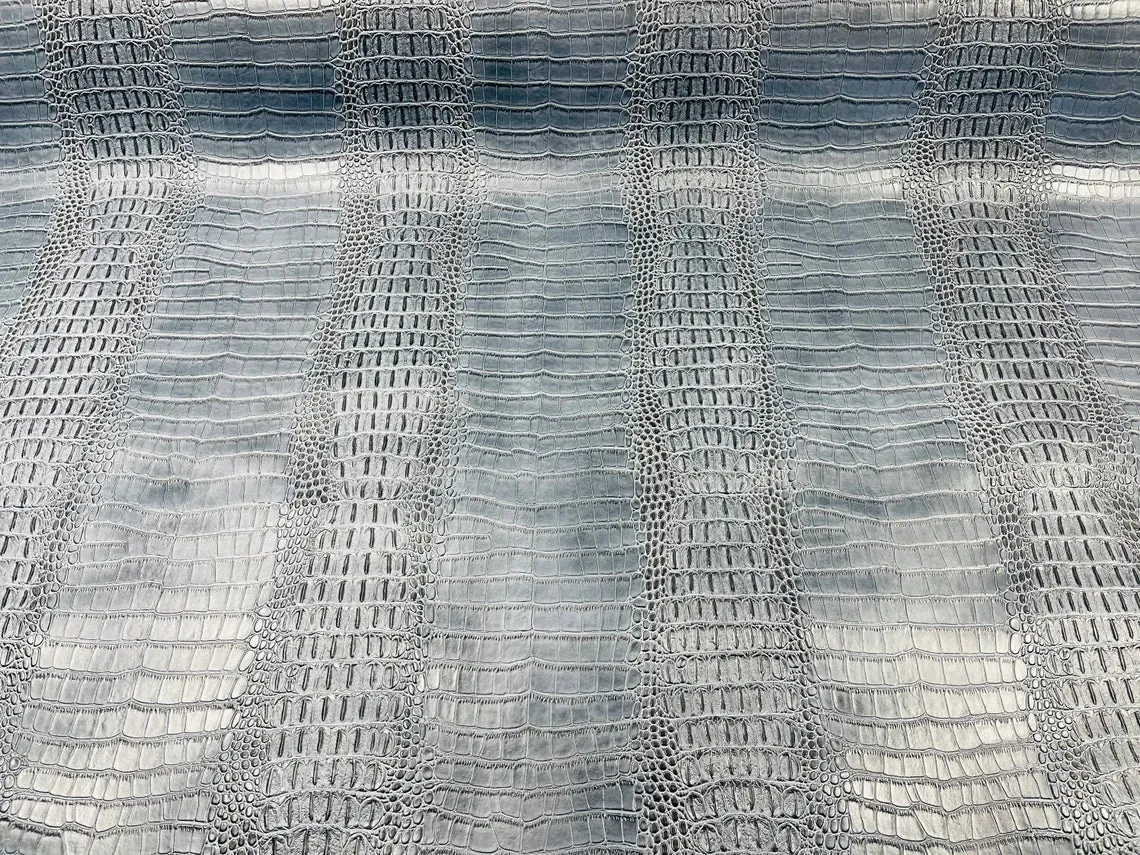 Crocodile Print Vinyl  Fabric - 54" Width Faux Leather Sold By The Yard (Pick A Color)