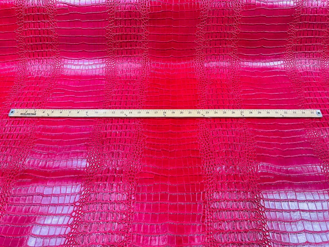 Crocodile Print Vinyl  Fabric - 54" Width Faux Leather Sold By The Yard (Pick A Color)