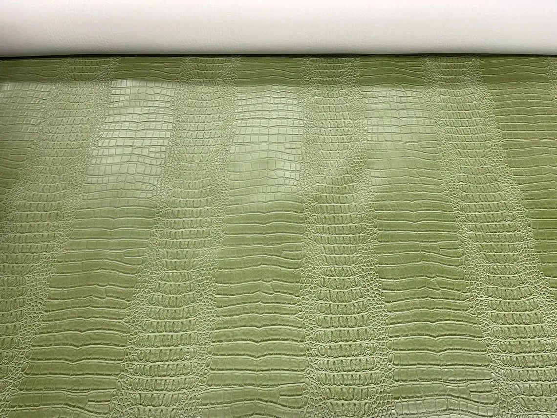 Crocodile Print Vinyl  Fabric - 54" Width Faux Leather Sold By The Yard (Pick A Color)