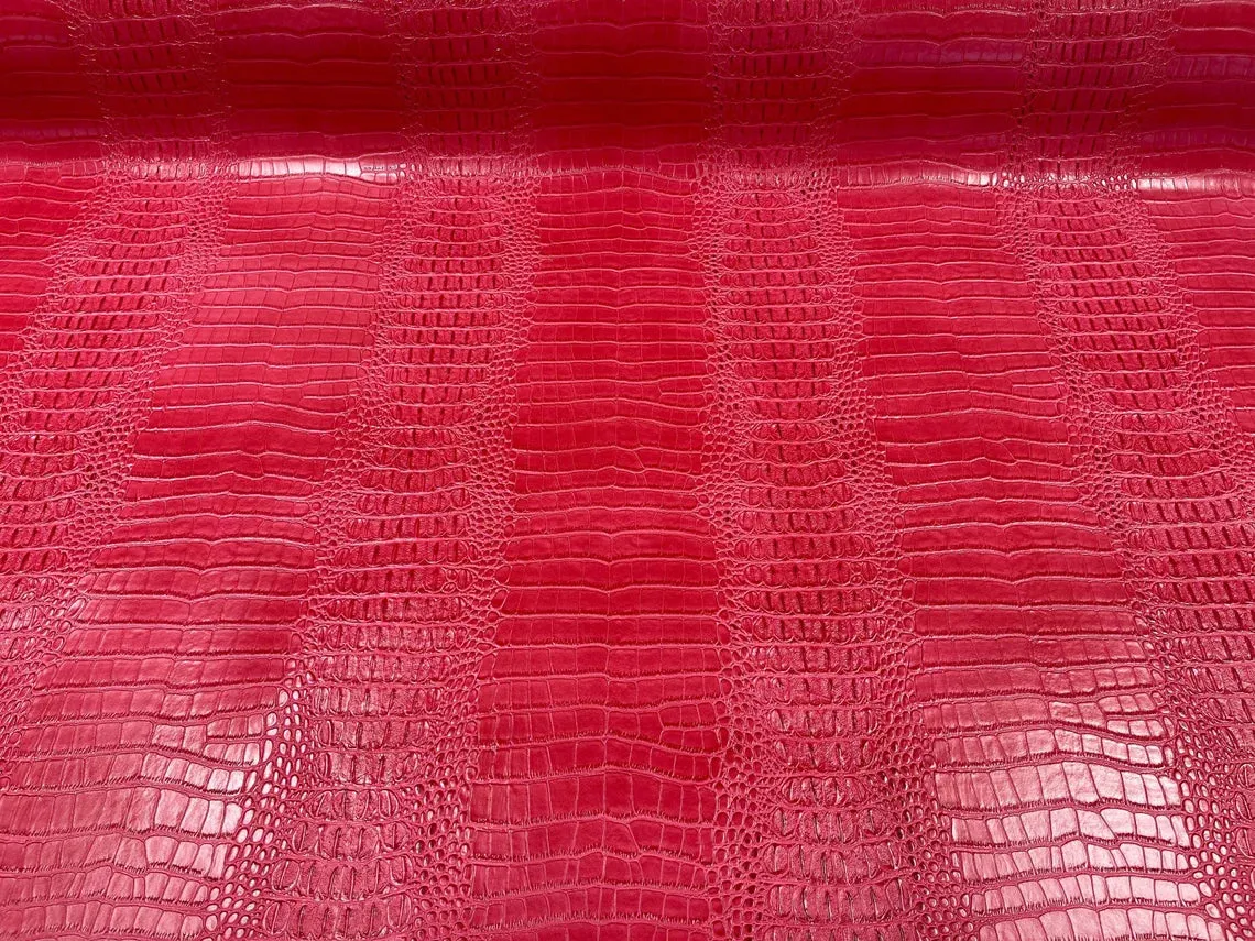 Crocodile Print Vinyl  Fabric - 54" Width Faux Leather Sold By The Yard (Pick A Color)