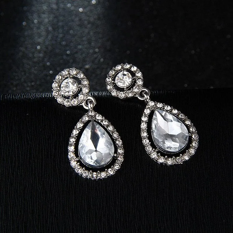 Crystal Teardrop Long Earrings Bridal Large Drop Earrings brincos for Women Fashion Wedding Jewelry boucle d'oreille e0252