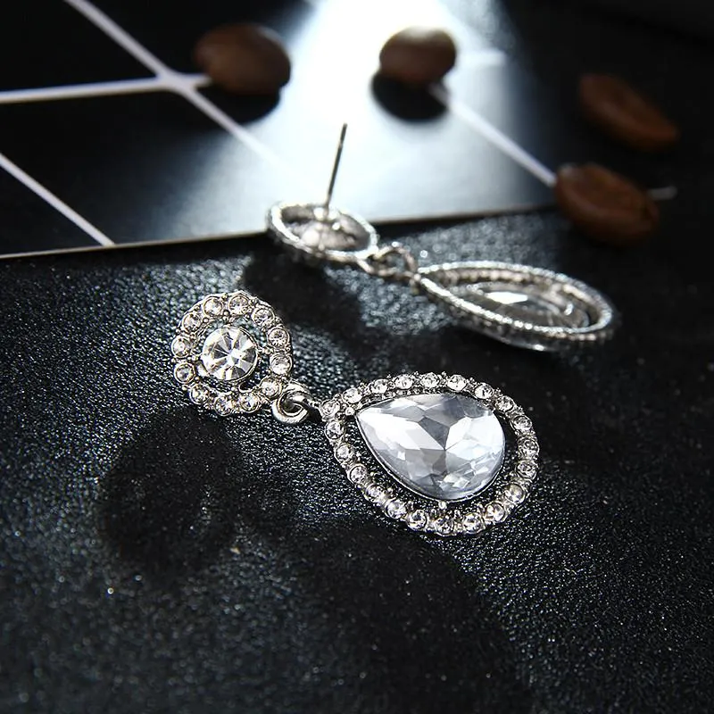 Crystal Teardrop Long Earrings Bridal Large Drop Earrings brincos for Women Fashion Wedding Jewelry boucle d'oreille e0252