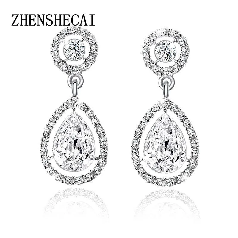 Crystal Teardrop Long Earrings Bridal Large Drop Earrings brincos for Women Fashion Wedding Jewelry boucle d'oreille e0252