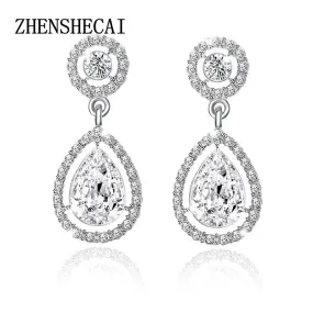 Crystal Teardrop Long Earrings Bridal Large Drop Earrings brincos for Women Fashion Wedding Jewelry boucle d'oreille e0252