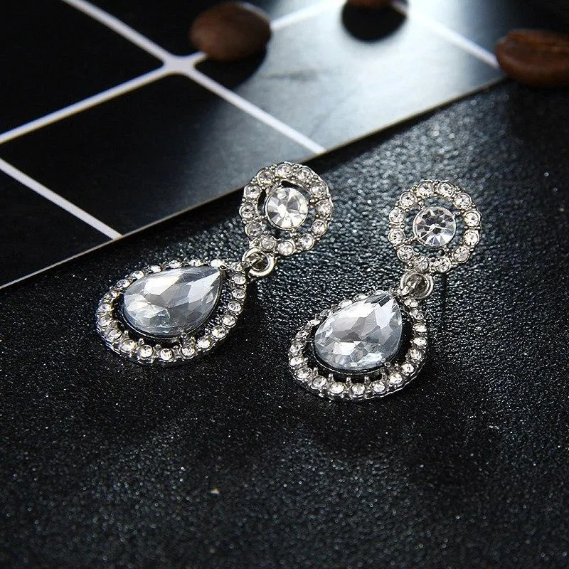 Crystal Teardrop Long Earrings Bridal Large Drop Earrings brincos for Women Fashion Wedding Jewelry boucle d'oreille e0252
