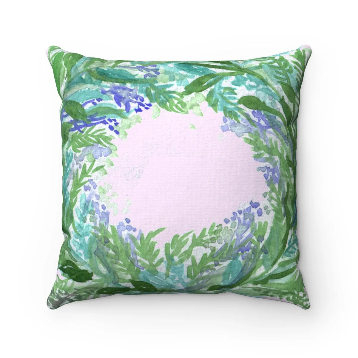 Cute French Lavender Decorative Pillow, Floral Print Pastel Spun Polyester Square Pillow Case