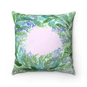 Cute French Lavender Decorative Pillow, Floral Print Pastel Spun Polyester Square Pillow Case