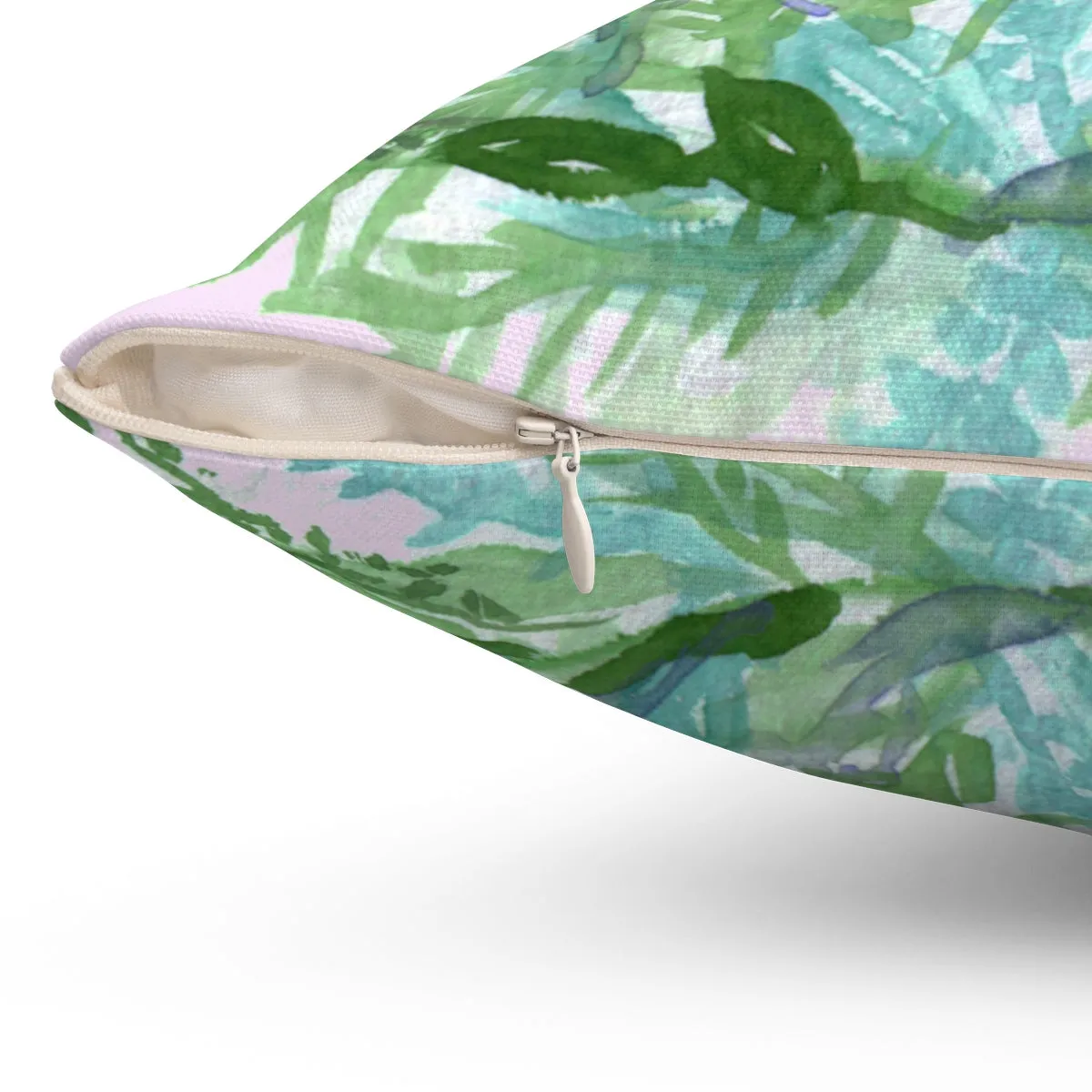 Cute French Lavender Decorative Pillow, Floral Print Pastel Spun Polyester Square Pillow Case