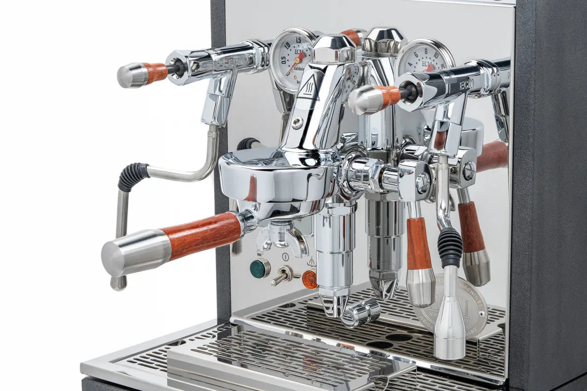 ECM Synchronika Paduak Wood and Anthracite Espresso Machine
