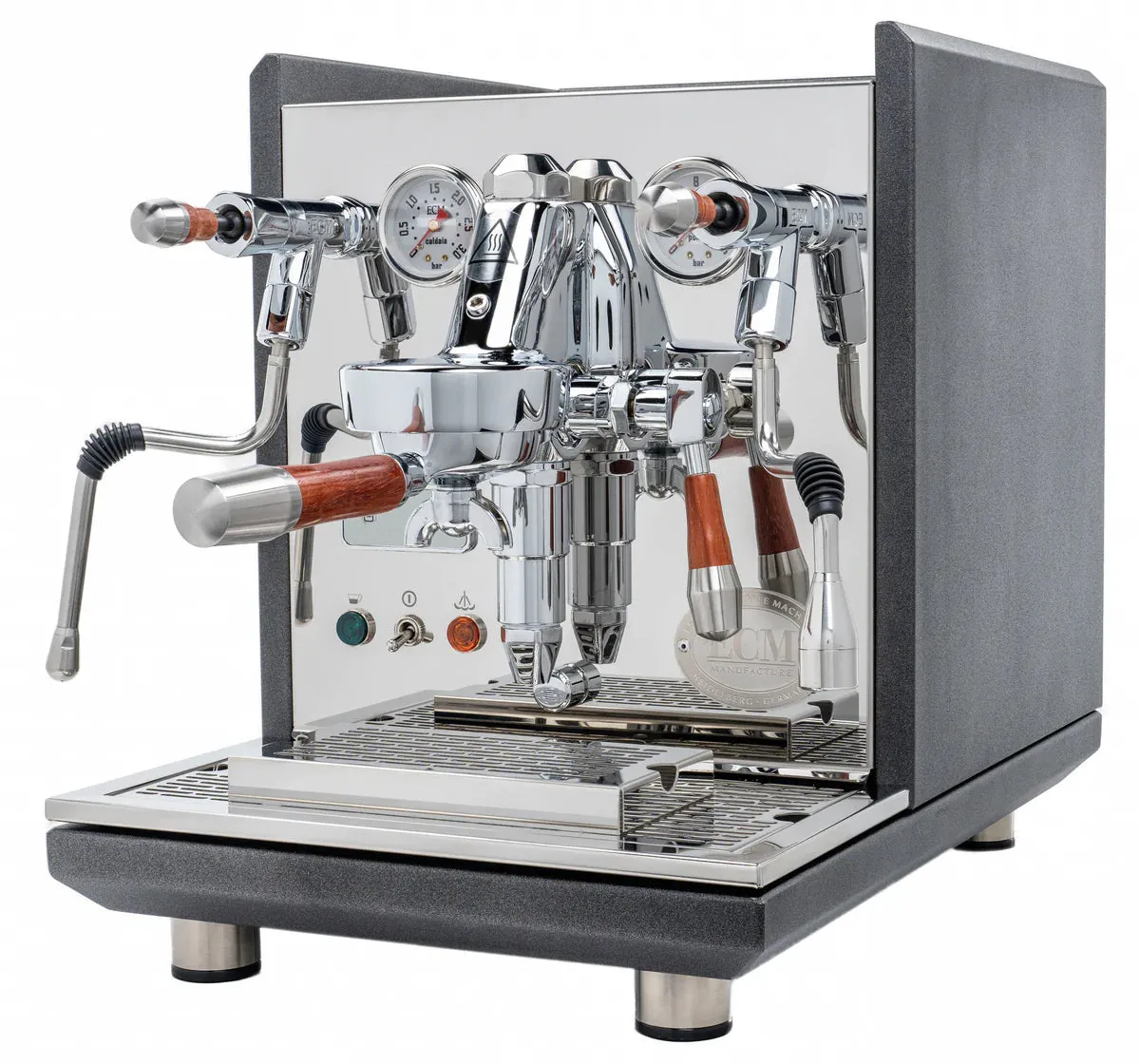 ECM Synchronika Paduak Wood and Anthracite Espresso Machine