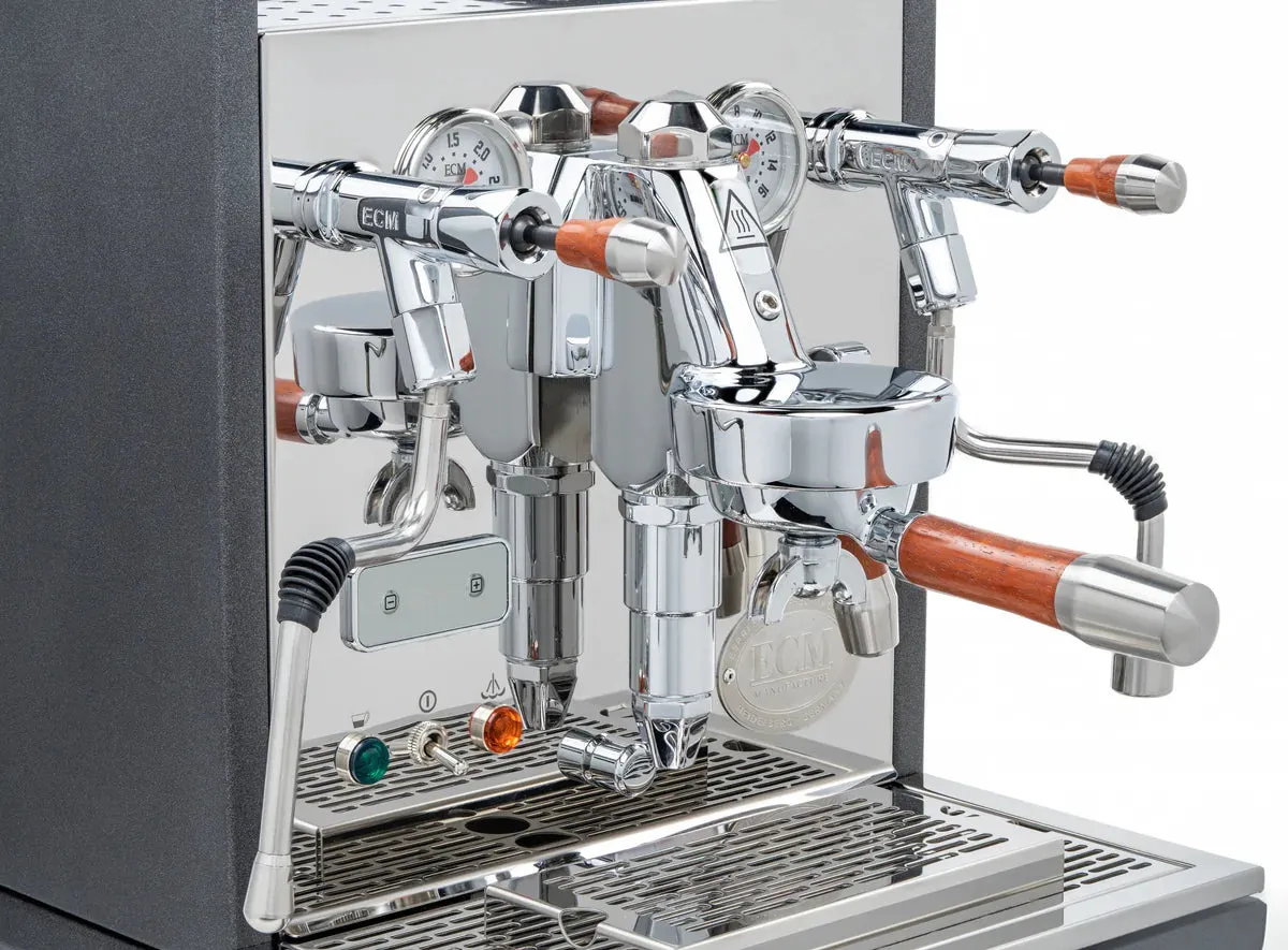 ECM Synchronika Paduak Wood and Anthracite Espresso Machine