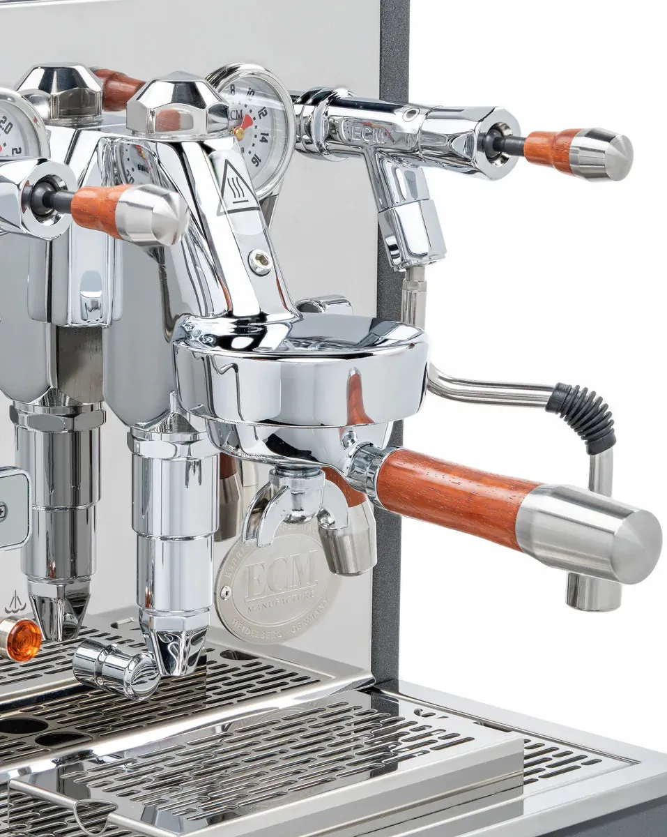ECM Synchronika Paduak Wood and Anthracite Espresso Machine