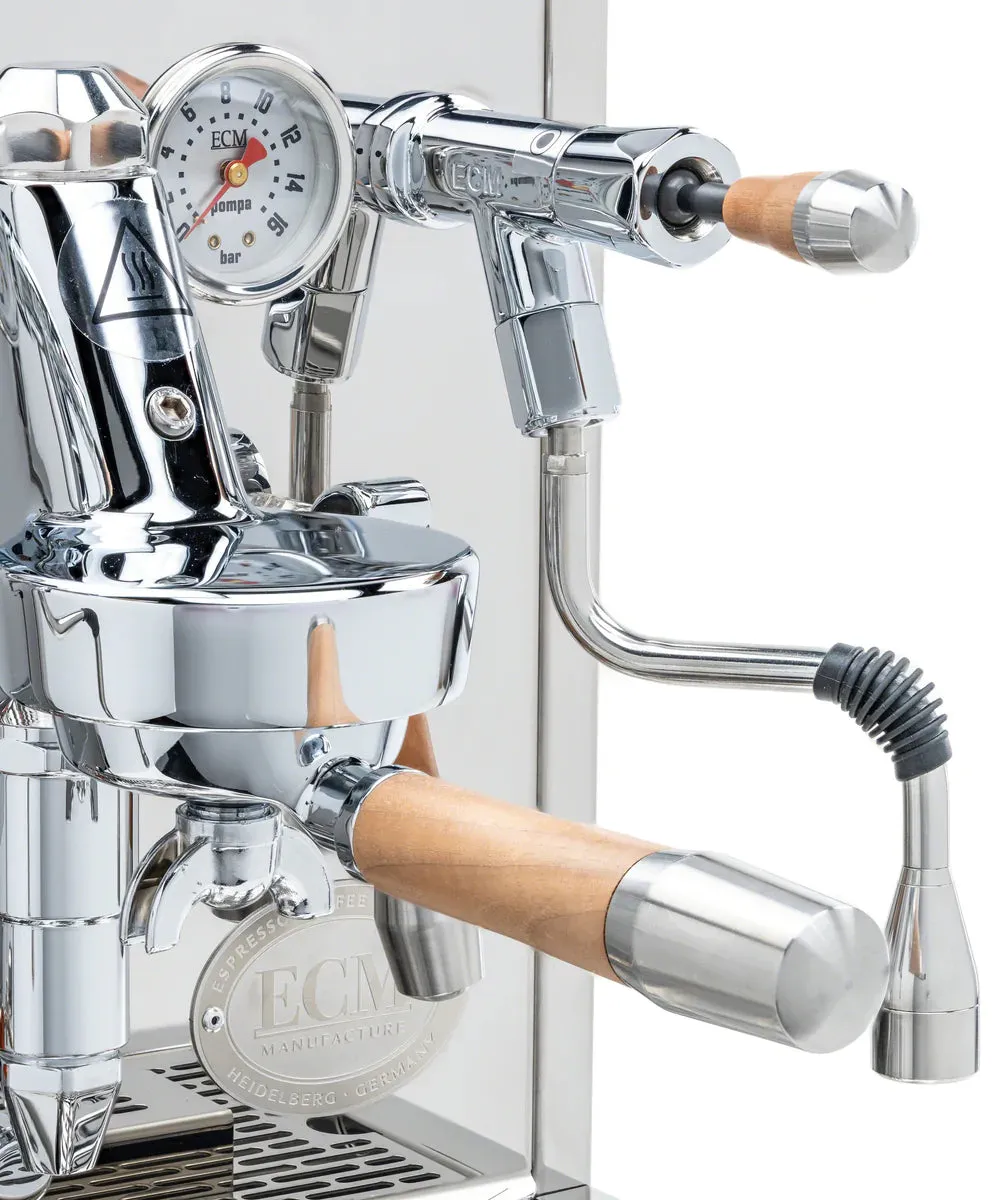 ECM Synchronika Walnut Wood and Chrome Espresso Machine
