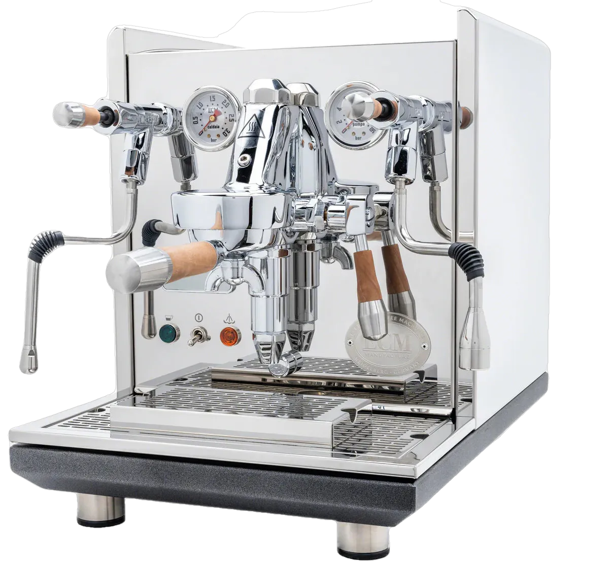 ECM Synchronika Walnut Wood and Chrome Espresso Machine