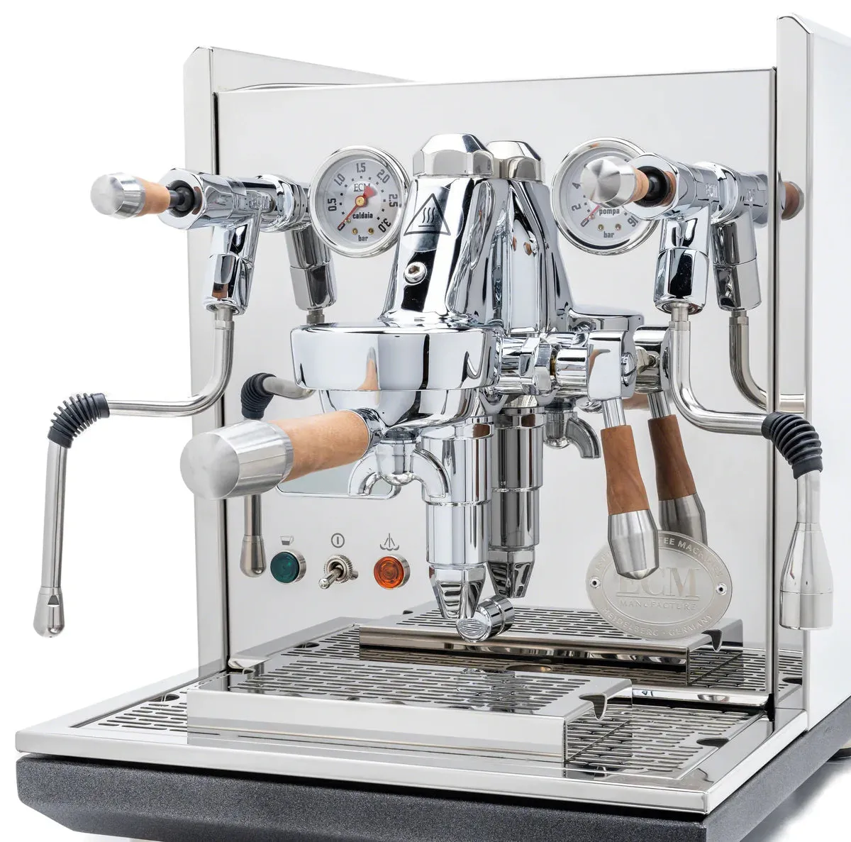 ECM Synchronika Walnut Wood and Chrome Espresso Machine