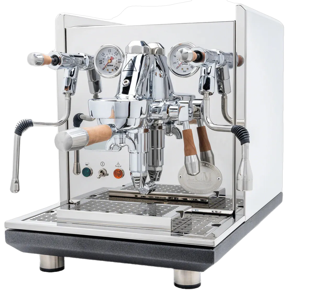 ECM Synchronika Walnut Wood and Chrome Espresso Machine