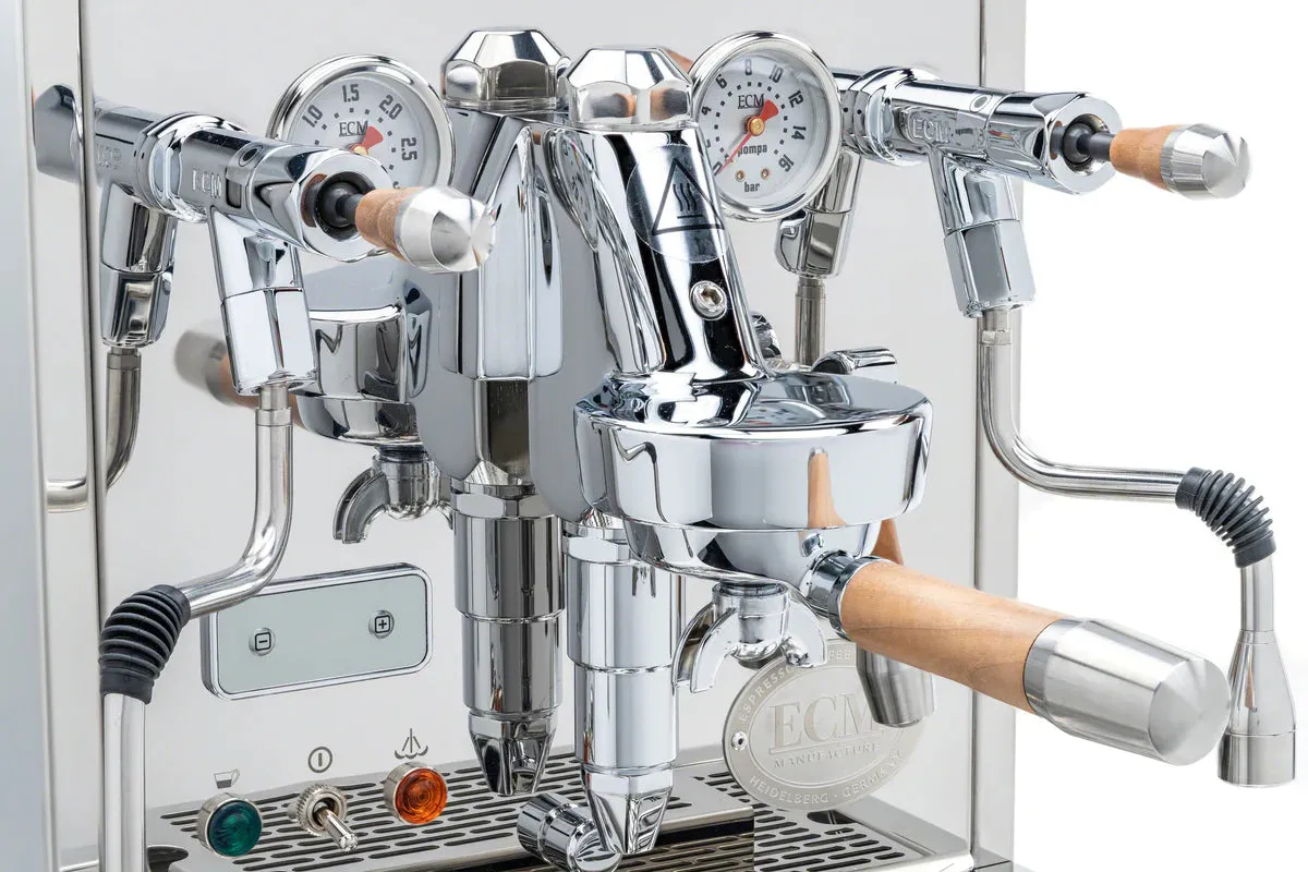 ECM Synchronika Walnut Wood and Chrome Espresso Machine