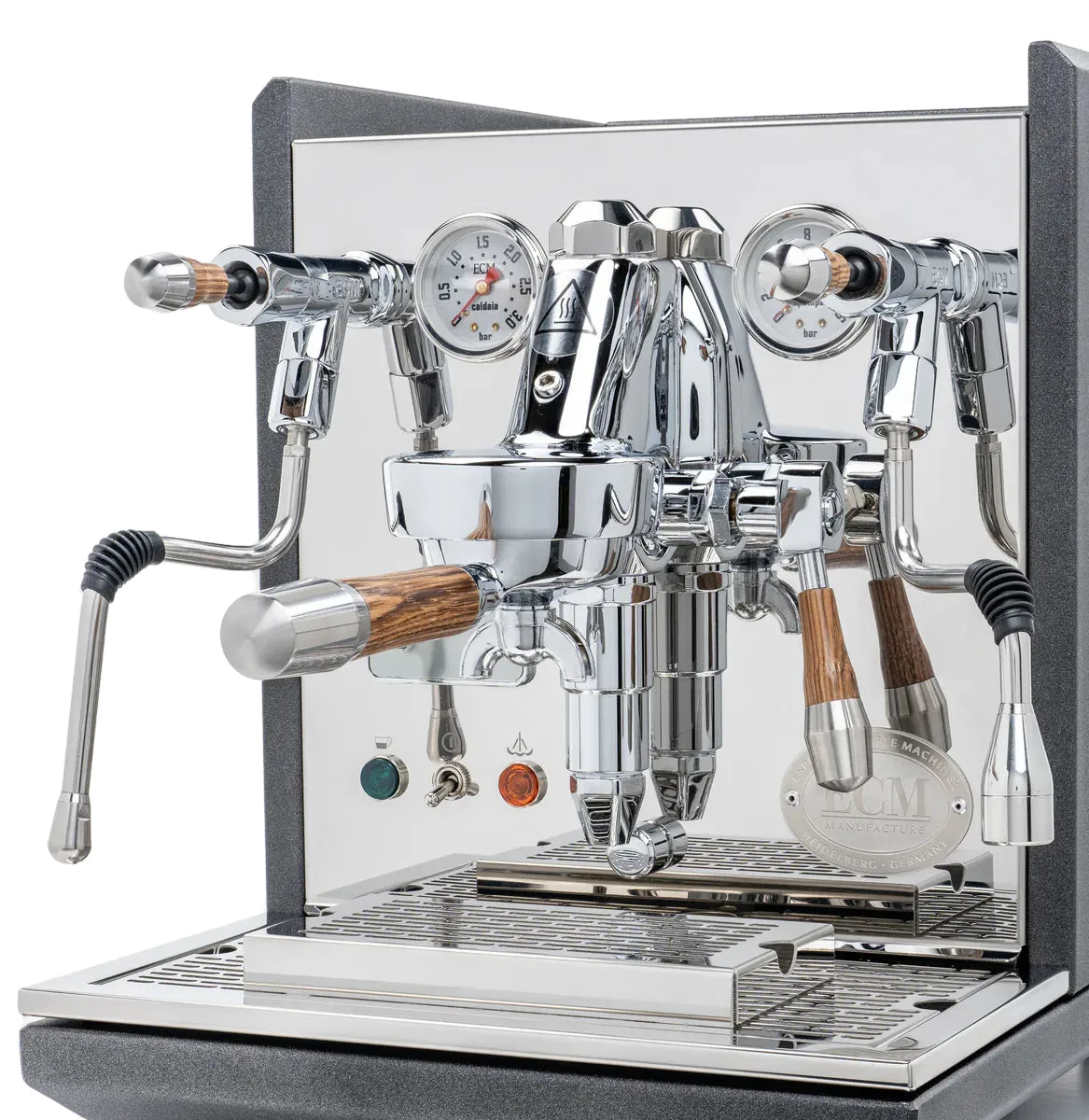 ECM Synchronika Zebra Wood and Anthracite Espresso Machine