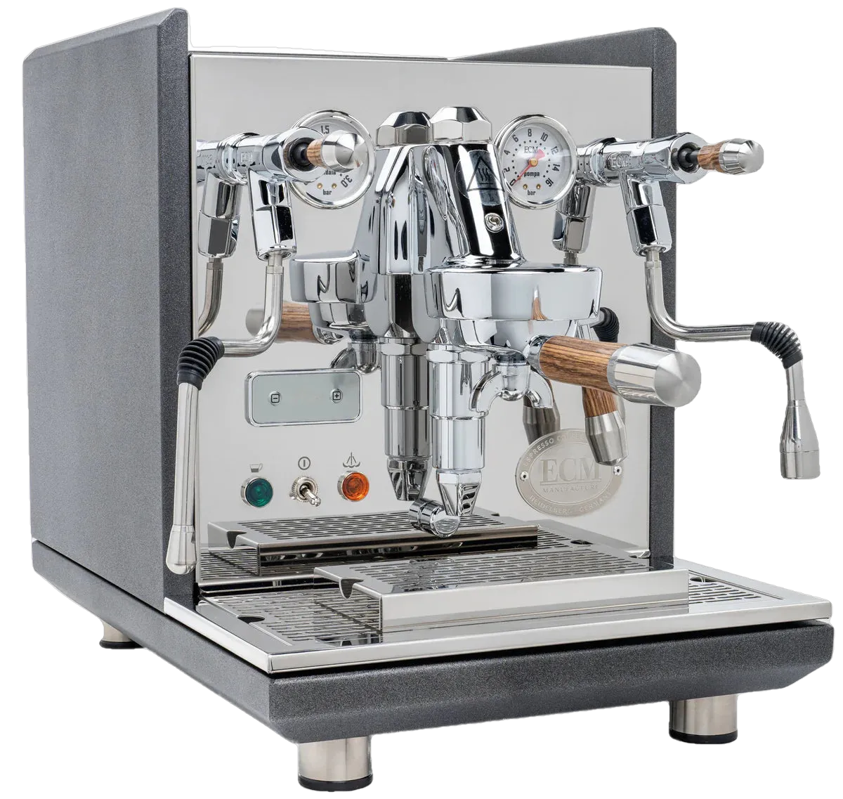 ECM Synchronika Zebra Wood and Anthracite Espresso Machine