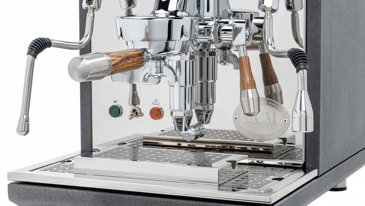 ECM Synchronika Zebra Wood and Anthracite Espresso Machine