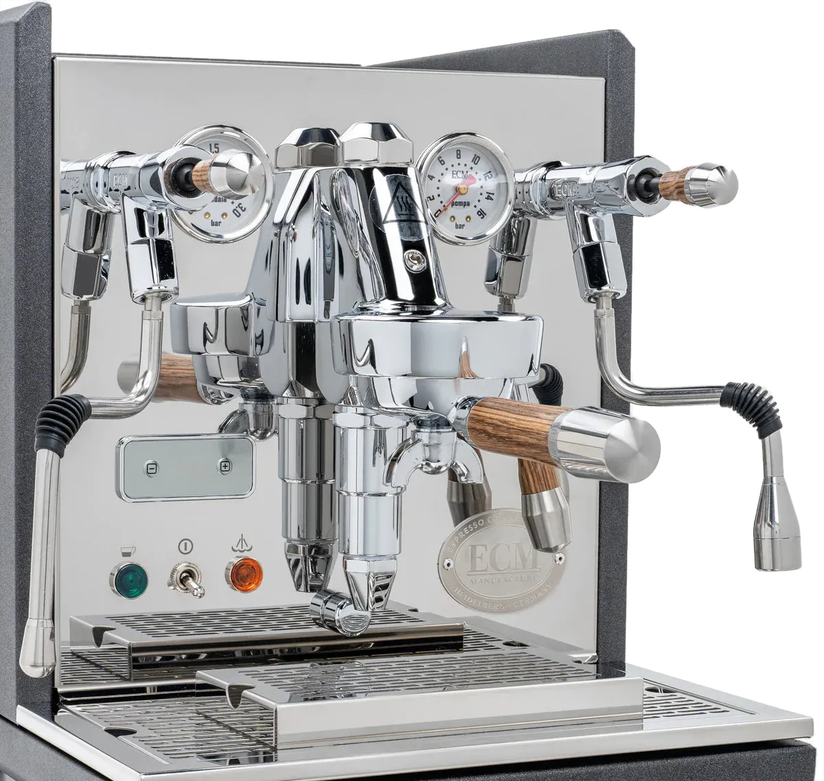 ECM Synchronika Zebra Wood and Anthracite Espresso Machine