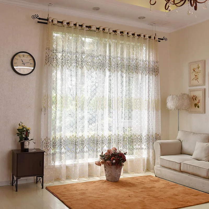 ENHAO Floral Modern Sheer Tulle Curtains for Living Room Bedroom Kitchen Voile Sheer Curtains for Window Tulle Curtains Drapes