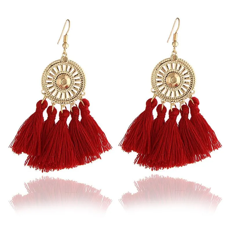 Fashion Women Statement Tassel Earrings Bohemian Multicolored ethnic Drop Earrings For Women Wedding Charm Jewelry Wholesale A14