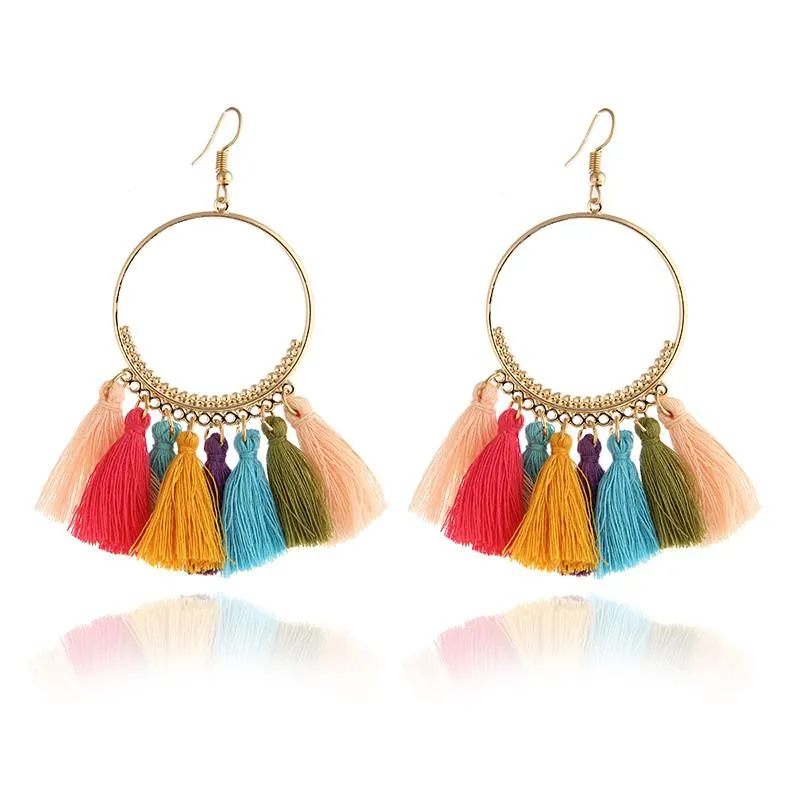 Fashion Women Statement Tassel Earrings Bohemian Multicolored ethnic Drop Earrings For Women Wedding Charm Jewelry Wholesale A14