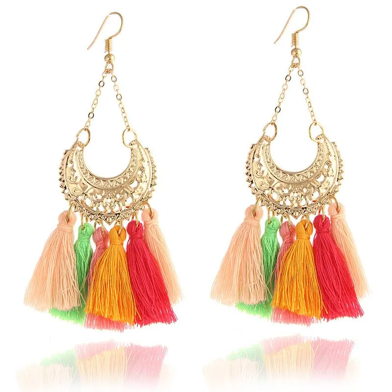 Fashion Women Statement Tassel Earrings Bohemian Multicolored ethnic Drop Earrings For Women Wedding Charm Jewelry Wholesale A14