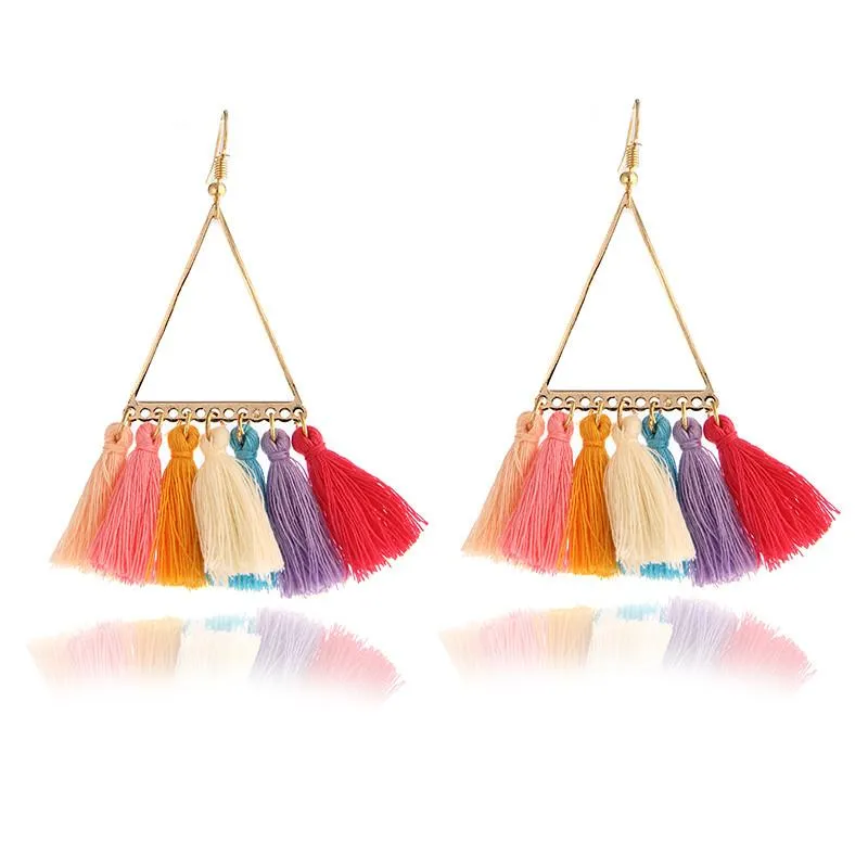 Fashion Women Statement Tassel Earrings Bohemian Multicolored ethnic Drop Earrings For Women Wedding Charm Jewelry Wholesale A14