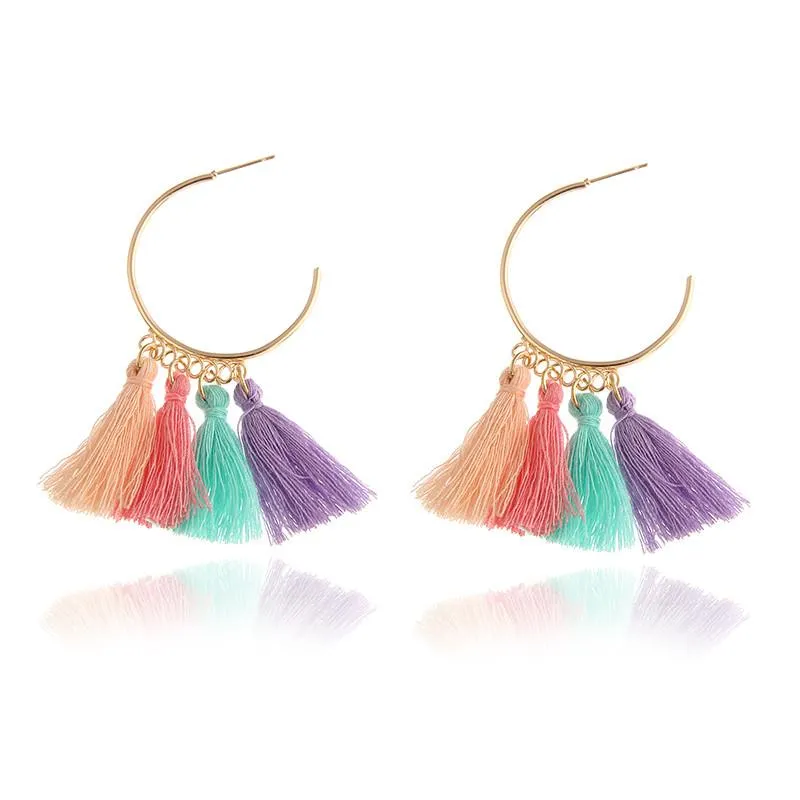 Fashion Women Statement Tassel Earrings Bohemian Multicolored ethnic Drop Earrings For Women Wedding Charm Jewelry Wholesale A14