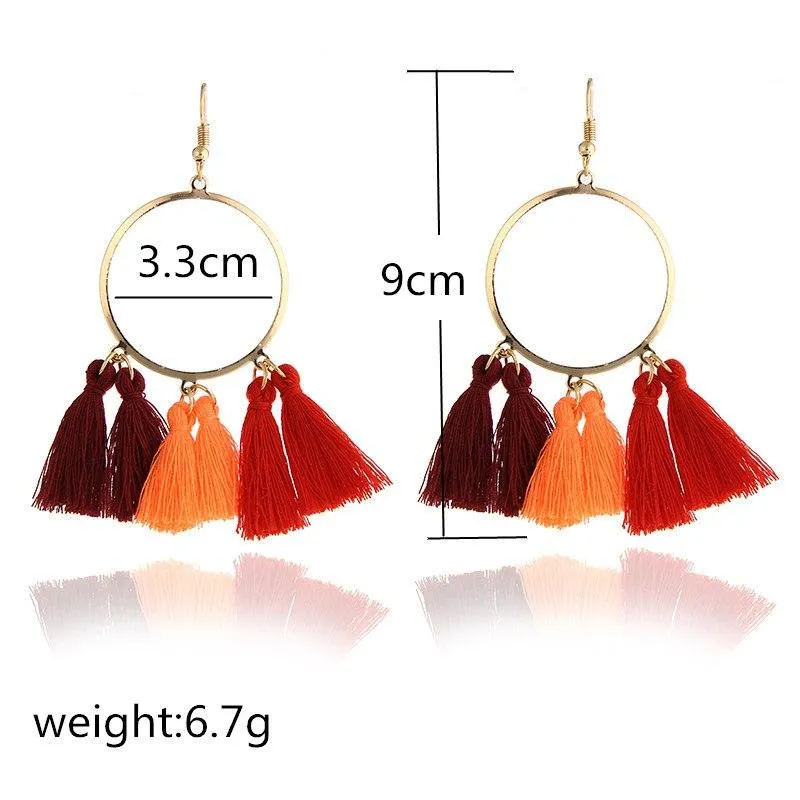 Fashion Women Statement Tassel Earrings Bohemian Multicolored ethnic Drop Earrings For Women Wedding Charm Jewelry Wholesale A14