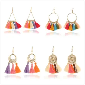Fashion Women Statement Tassel Earrings Bohemian Multicolored ethnic Drop Earrings For Women Wedding Charm Jewelry Wholesale A14