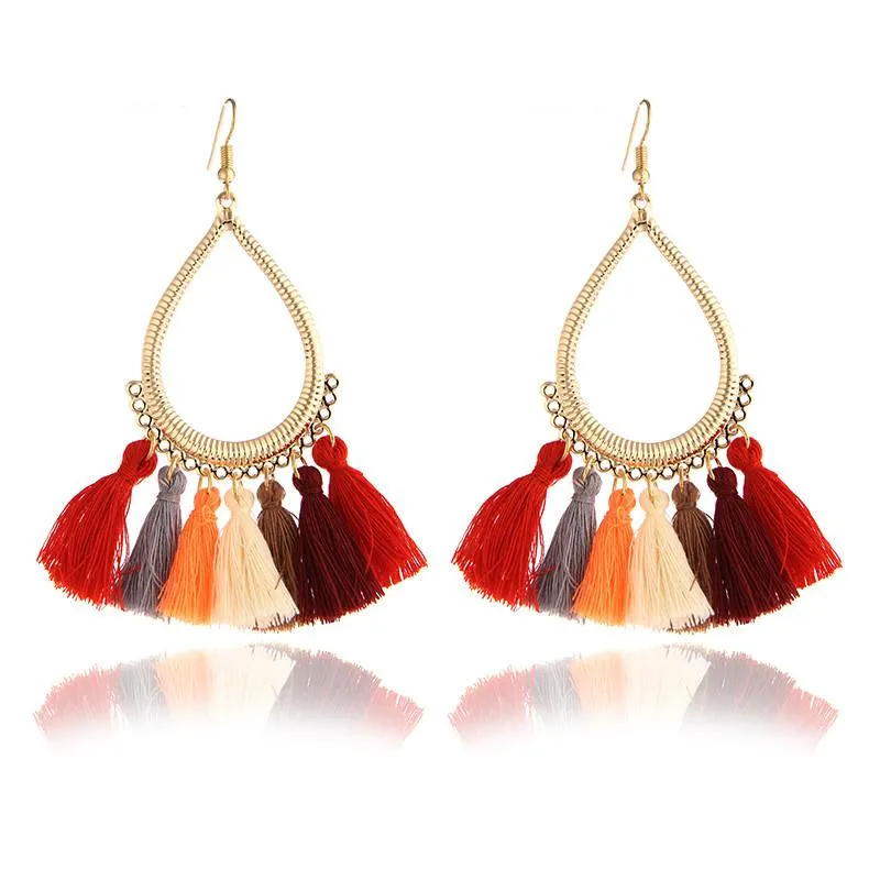 Fashion Women Statement Tassel Earrings Bohemian Multicolored ethnic Drop Earrings For Women Wedding Charm Jewelry Wholesale A14