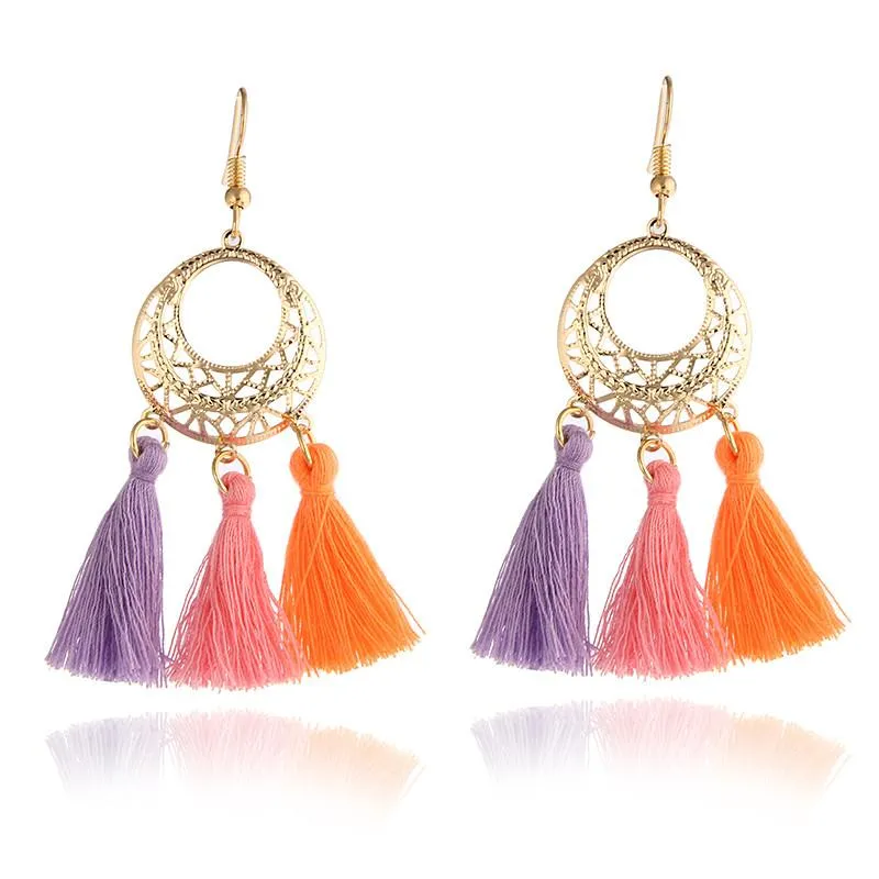 Fashion Women Statement Tassel Earrings Bohemian Multicolored ethnic Drop Earrings For Women Wedding Charm Jewelry Wholesale A14